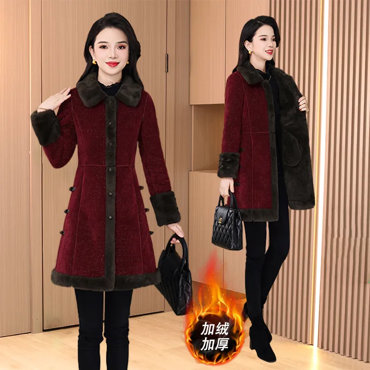 【绒外套】23745泓澄茂冬季新款优雅大气时尚休闲修身毛呢外套