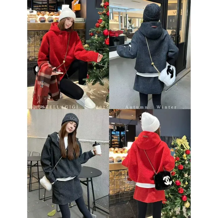 现货./ 杨依姗 AW毛呢感套装 连帽卫衣+半身裙TZ-20252451