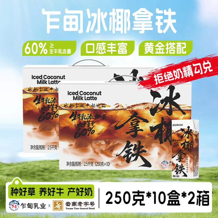 【乍甸】高原牧场冰椰拿铁250g*10盒*2箱早八必备办公室饮品