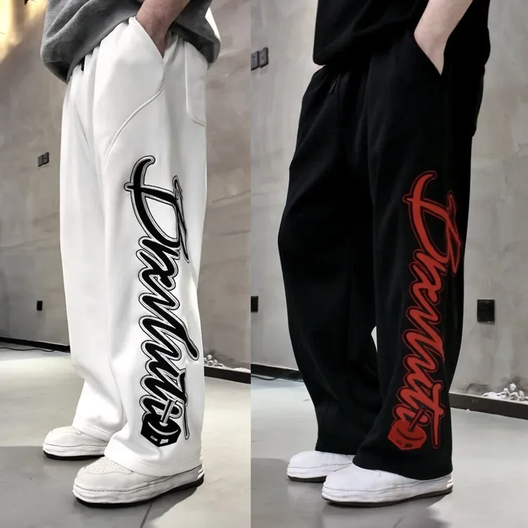 BXLT超大logo刺绣加绒宽松运动休闲保暖直筒长裤卫裤