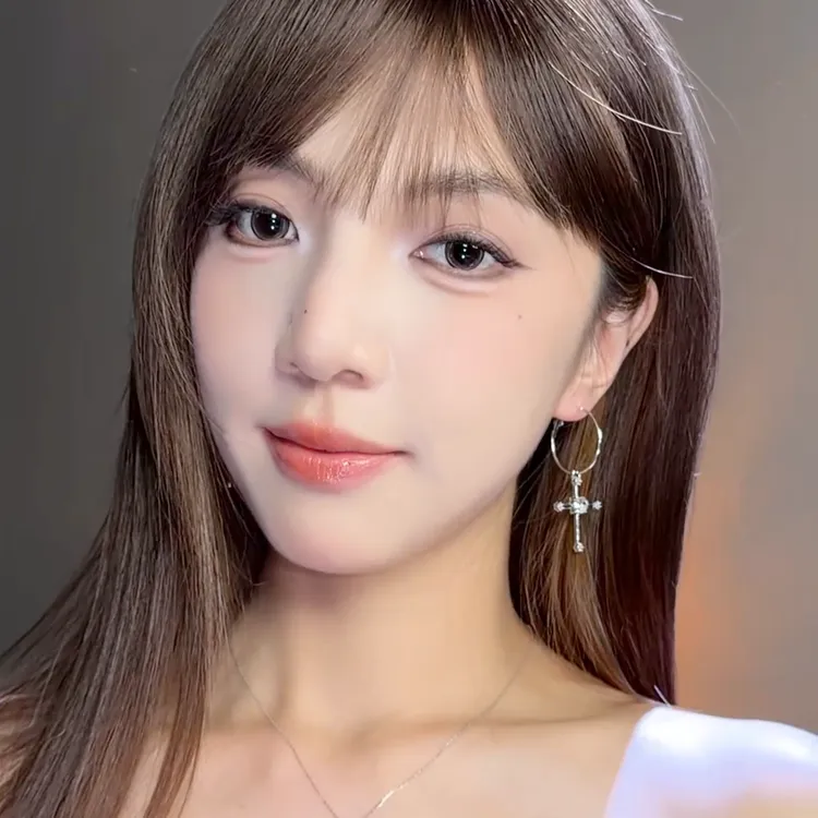 合金锆石耳饰 韩国东大门新款时髦十字架宝石超闪耳圈冷淡风夸张