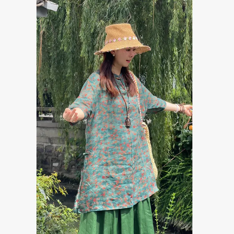 花汐语【风姿】100%纯苎麻42支不透苎麻各种花色上衣衬衫女