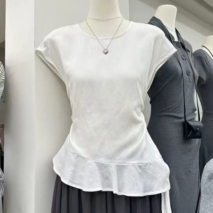 872欧尼私服！太好看啦下摆不规则收腰上衣