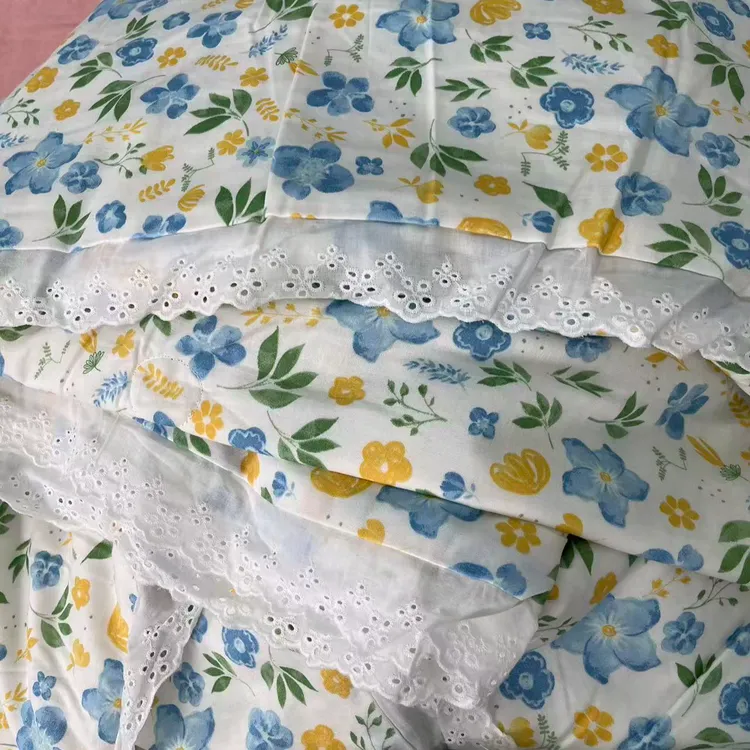全棉双层纱全棉花边公主夏被大豆纤维200*230cm（蓬松柔软透气）