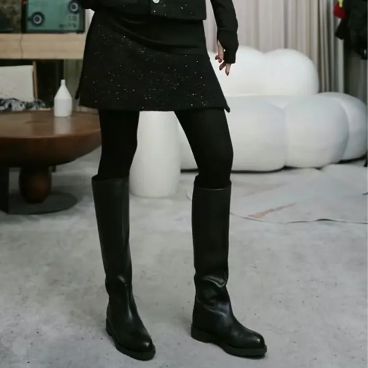 infobyfive冬季新款黑色左边拉链加厚闪闪屁帘短裤半身裙2EA0504