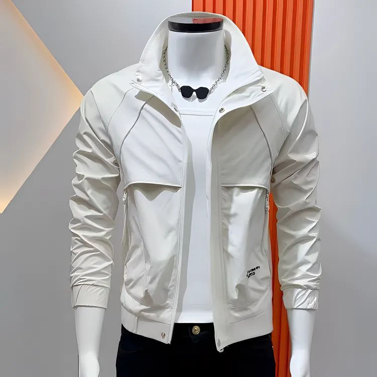 拉链显瘦男机车秋季男款春秋拼接夹克男款男装立领男士新款男外套