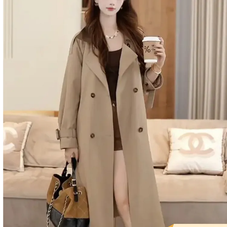 卡其色风衣外套女2025年秋冬新款韩版时尚百搭高端风衣时尚羽绒服