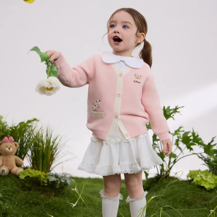 童装25年春夏新款男女宝毛衣开衫舒适软糯外套PCCKF2191E