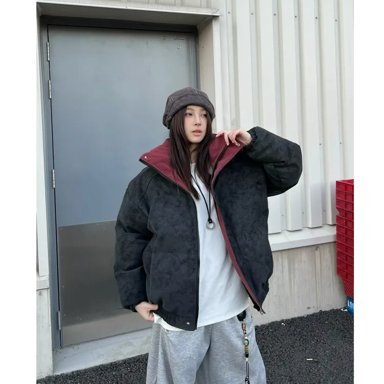 【现款爆品拼色棉服】秋冬美式潮流高街休闲百搭情侣宽松加厚棉服