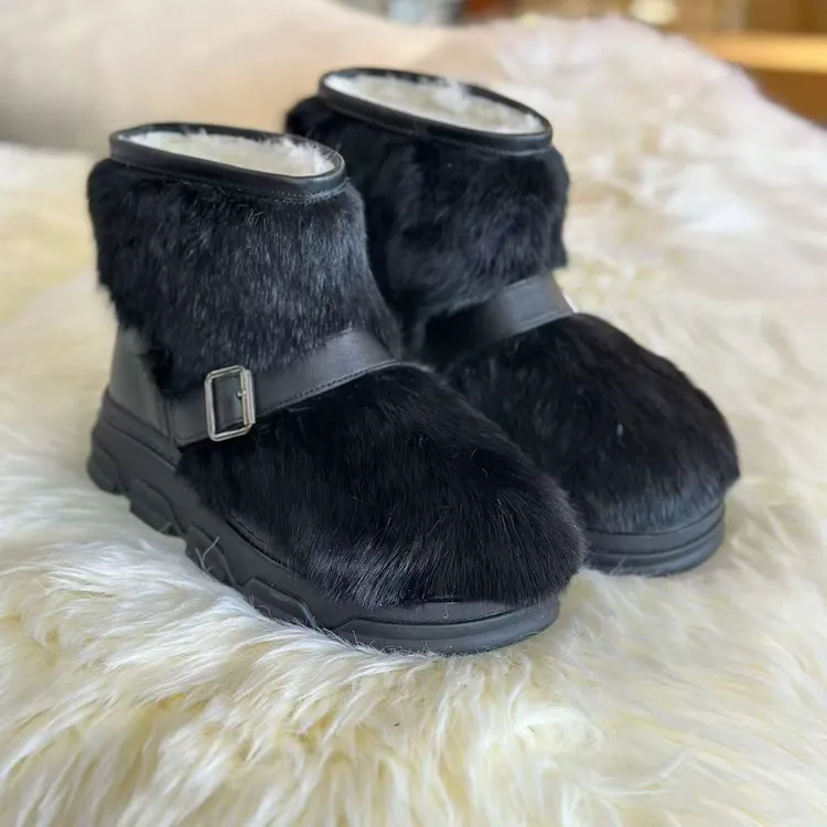 索伦部6875-3-37-2女士冬季保暖兔毛靴