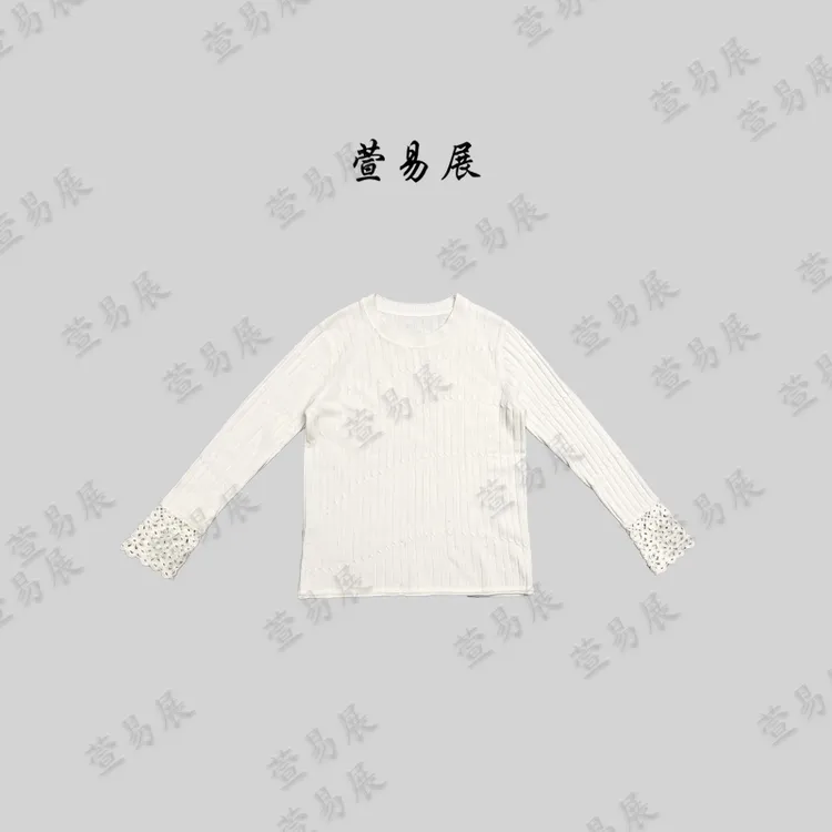 萱易展-“舒适指南”100澳洲绵羊毛袖口镂空织花针织毛衣-TX111803