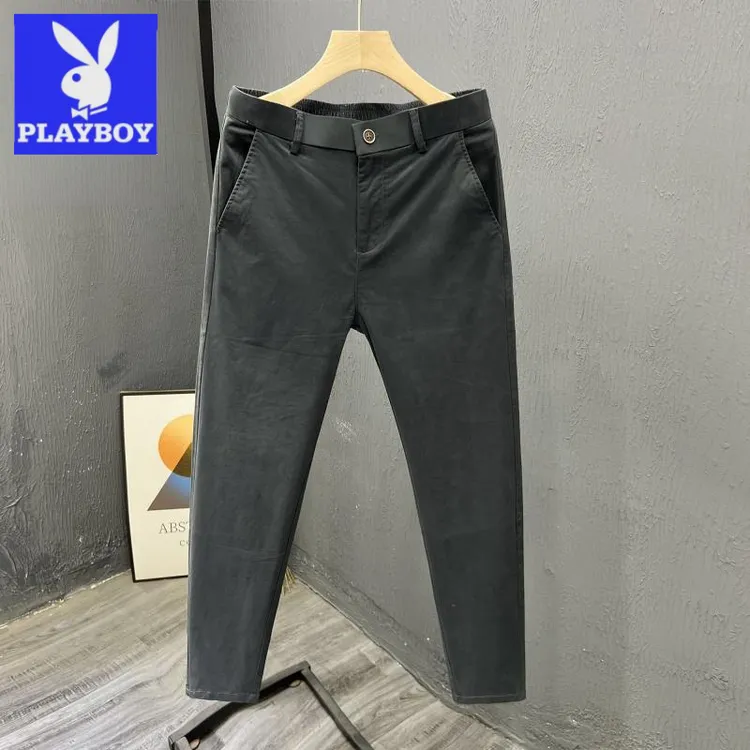 PLAYBOY花花公子商务休闲裤男士百搭黑色春夏大码宽松韩