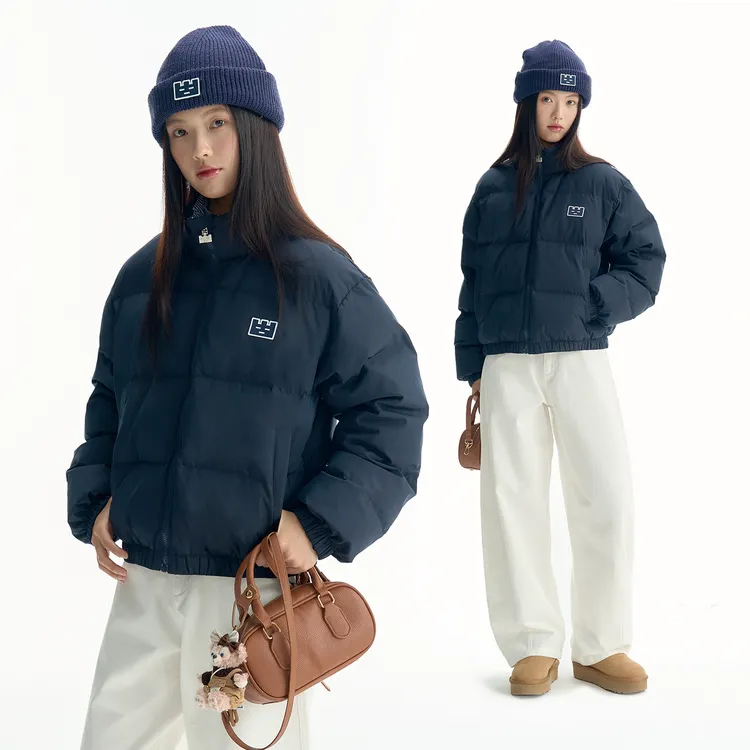 TGWALL「荒野」立领撞色面包服藏青短款棉服女冬季休闲外套棉衣