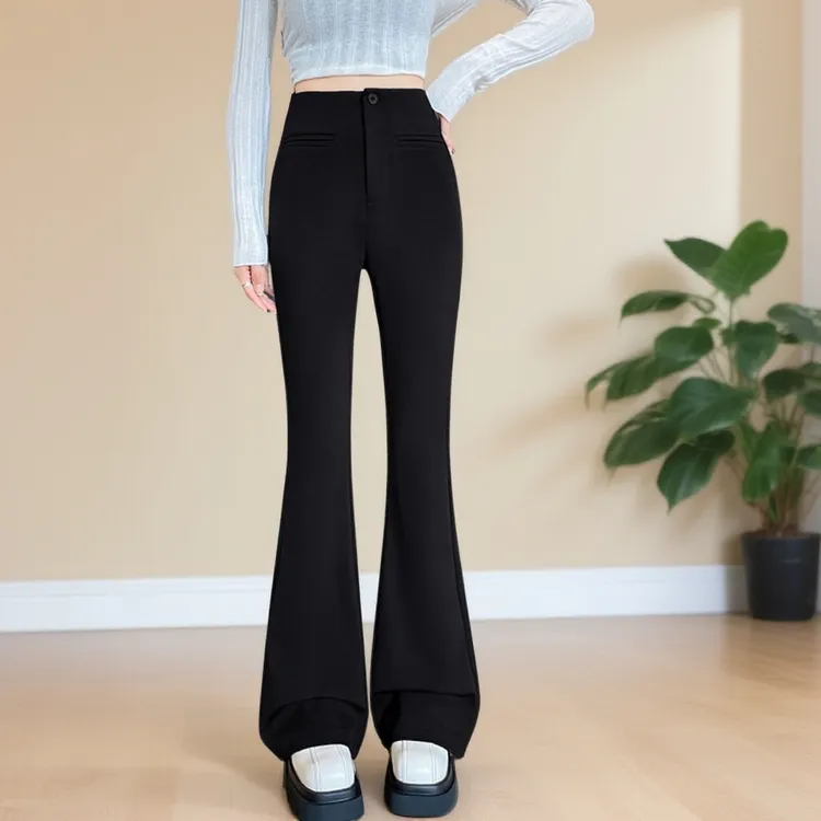 小个子大喇叭裤秋冬网红高腰裤拖地裤气质新款时尚洋气百搭女装