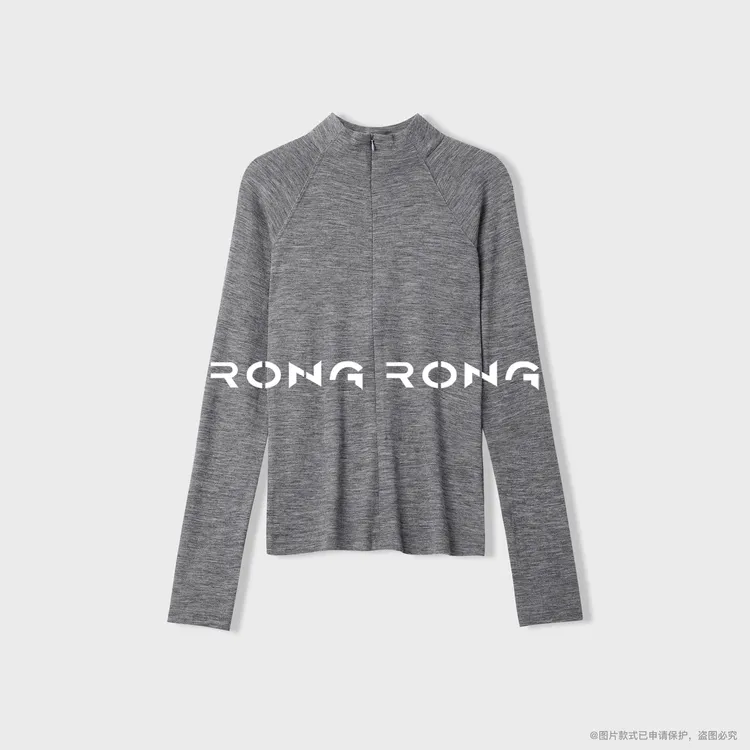 溶溶【漫日暖咖】RONGRONG 100绵羊毛半拉链保暖休闲打底衫LW-84166