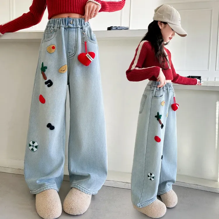 女童春秋牛仔裤2025新款中大童宽松时髦直筒休闲长裤儿童牛仔裤潮