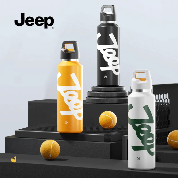JEEP/吉普户外水杯不锈钢无螺纹盖一秒速开便携式大容量保温杯