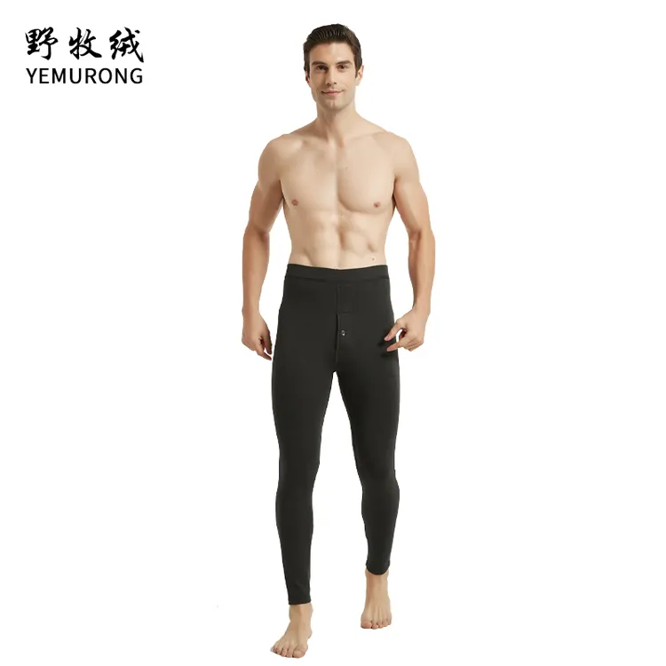野牧绒秋冬男式羊毛双层保暖裤