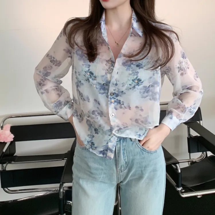 洋气设计感碎花衬衣女人味减龄显白长袖衬衫LK2502902