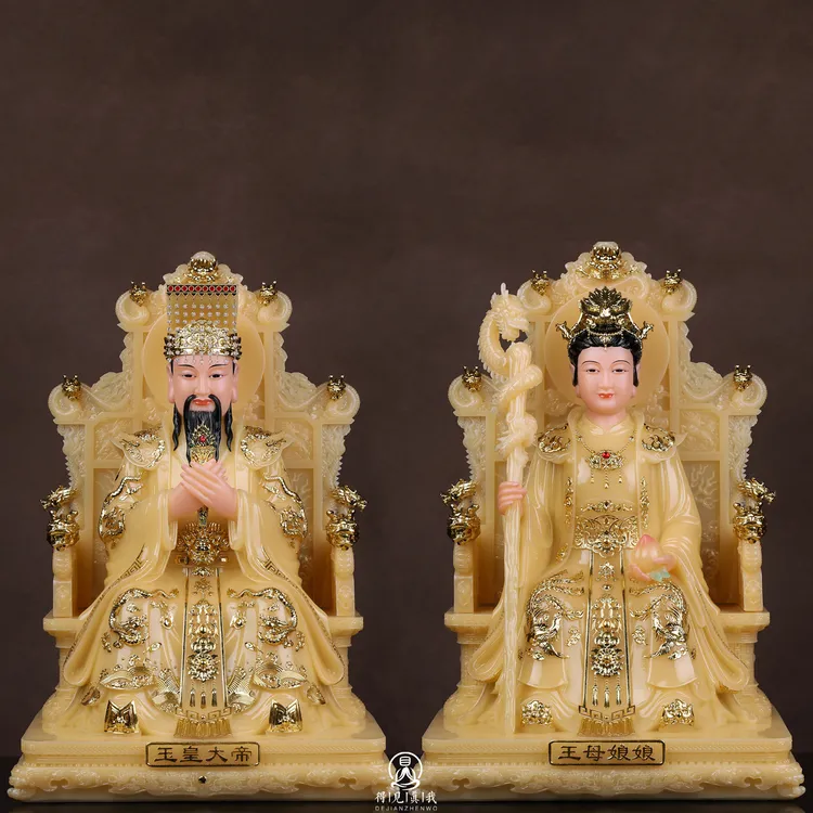 玉帝王母神像摆件玉皇大帝王母娘娘像汉白玉家用佛堂供奉西王母像