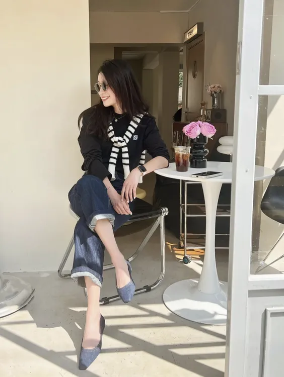 2025早秋新品复古百搭时尚靛蓝牛仔布牛仔单鞋YS-250424