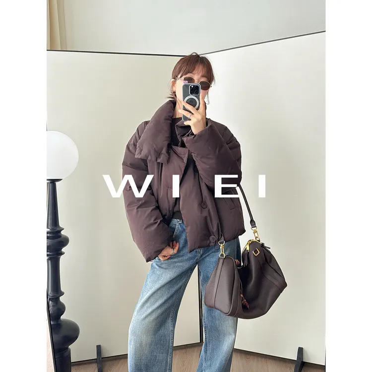 《WI EI》雪宝*桑蚕丝/95安心鹅绒加厚保暖斜襟羽绒服W25408034