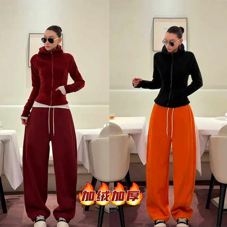 【加绒加厚】25年新款两穿弯刀运动裤秋冬宽松卫裤直筒休闲阔腿束脚