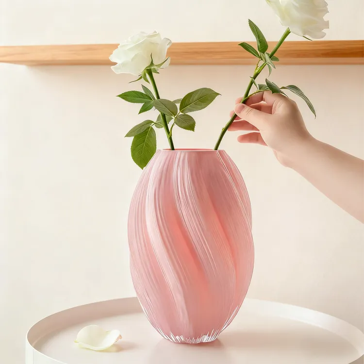 大号简约麦芽糖家居玻璃花瓶大号插花鲜花仿真花器客厅餐桌摆件
