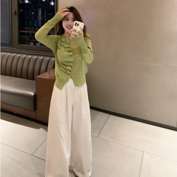 2025春季时尚新款韩系通勤洋气衣服显瘦针织上衣休闲裤子小众女装