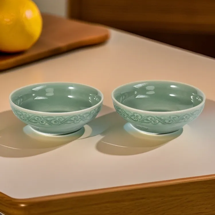 宋品天耀耀州窑福字碗高温青瓷碗陶瓷碗中式家用餐具酒店创意碗