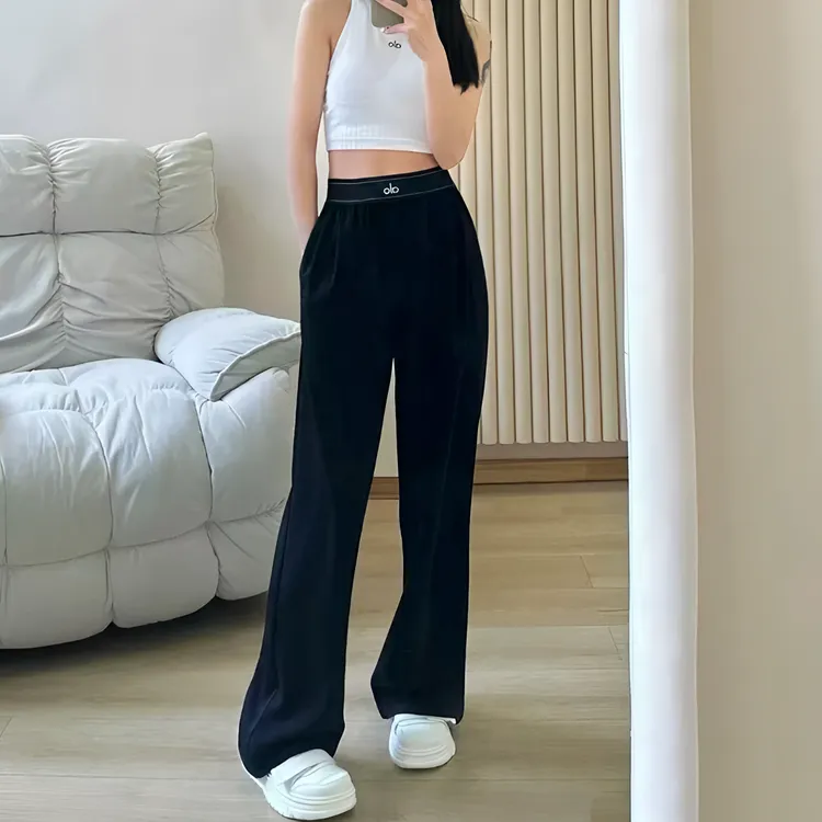 alo神裤女款休闲裤阔腿裤瑜伽裤女士春夏透气速干健身直筒裤百搭