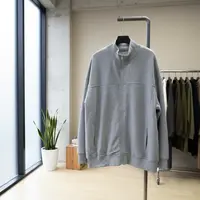 2319外贸单男女同款秋冬宽松oversize设计感休闲风立领拉链开衫