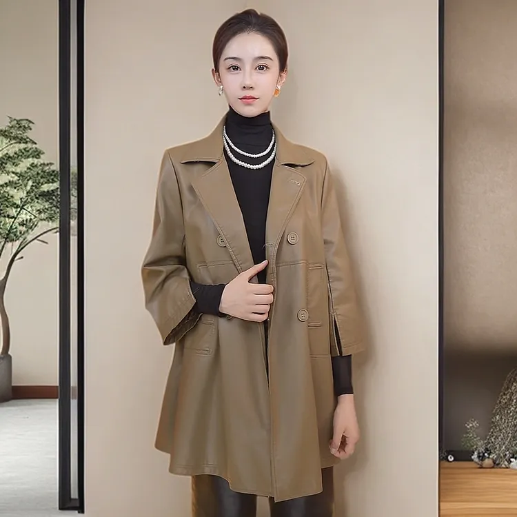 (秋季直播特惠)2025新款中长款真皮女士皮衣显瘦时尚大码百搭韩版