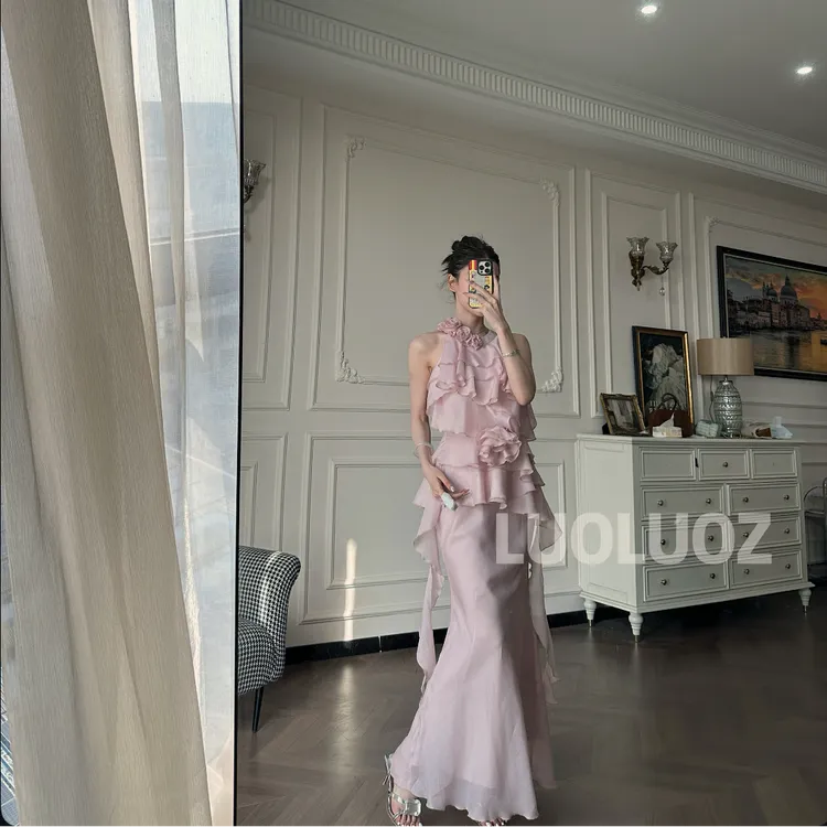 【现货】LUOLUOZ【百花宴会】绝美气质无规则设计感长款连衣裙JF645