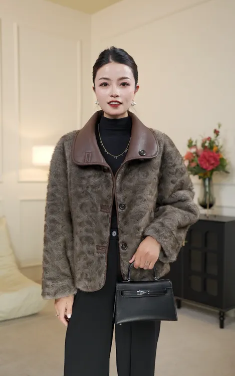 【双面双穿】2025新款气质时尚女士轻奢翻领冬季加厚外套868