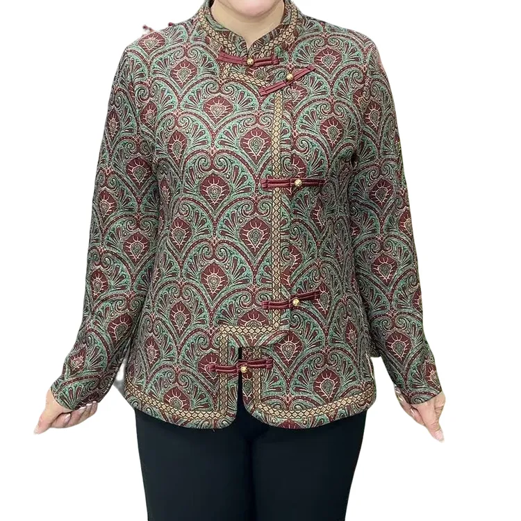 加绒斜襟旗袍款上衣      复古中式民族风秋冬