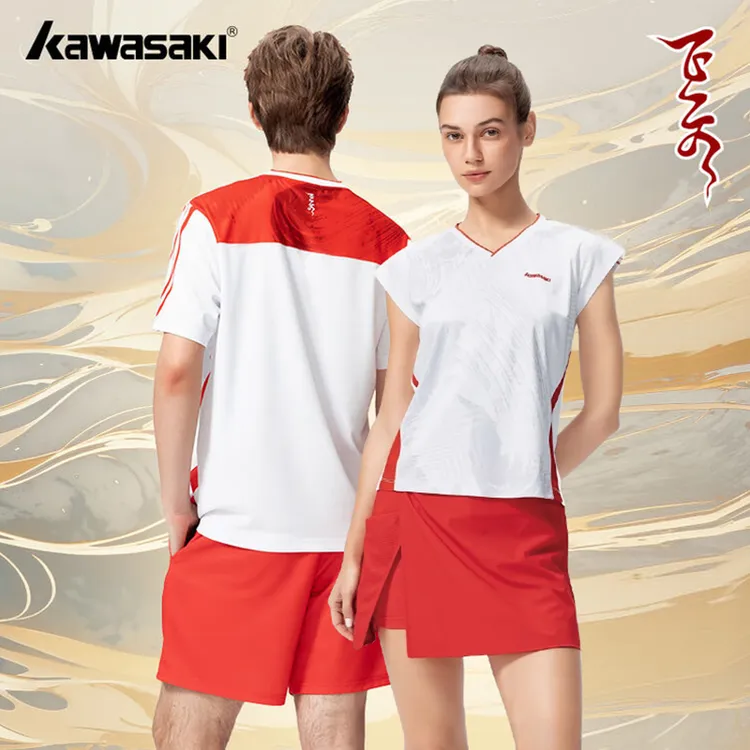 kawasaki/川崎飞天男女款运动短袖夏季吸湿排汗透气速干羽毛球服