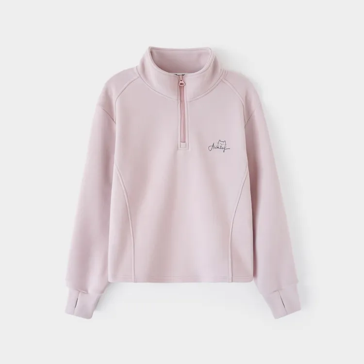 女童秋冬德绒卫衣休闲女宝宝半高领百搭时尚洋气休闲长袖上衣