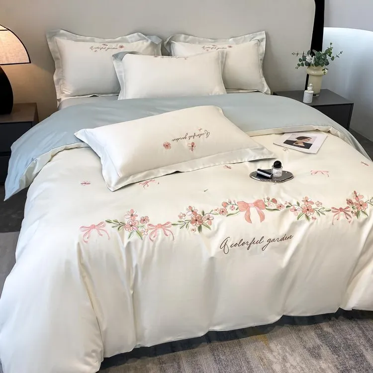 高端160支纯棉被套四件套全棉轻奢新款床单长绒棉100被罩床上用品