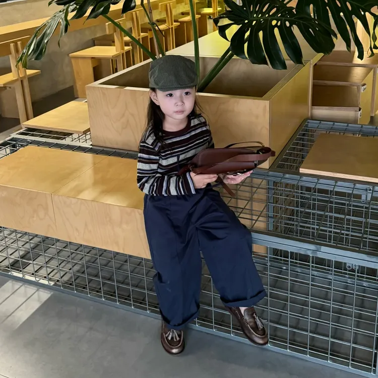 壹妈童装女童时尚套装2025秋装新款洋气儿童休闲百搭条纹上衣长裤