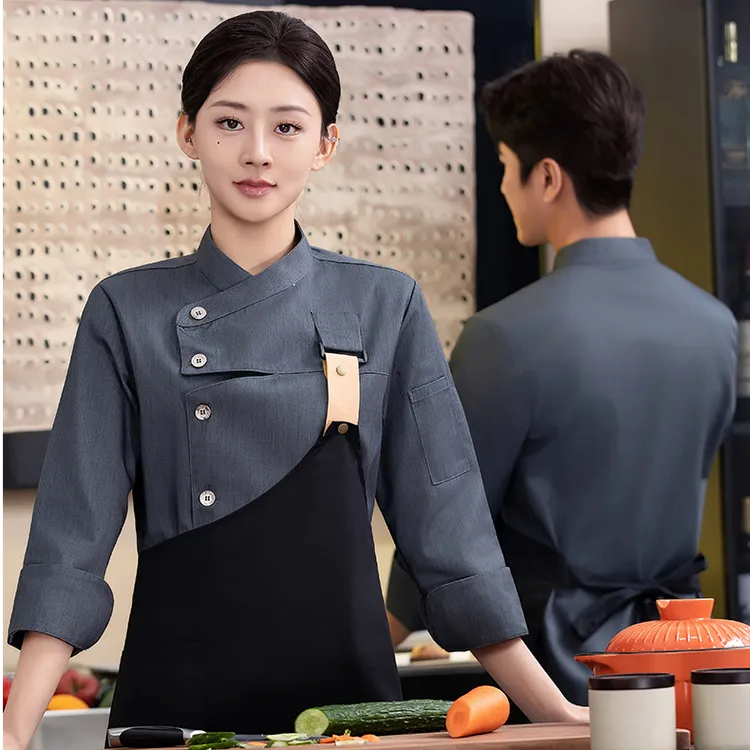 【明星同款】赵露思高端总厨师工作服长袖短袖定制酒店西餐厅餐饮女