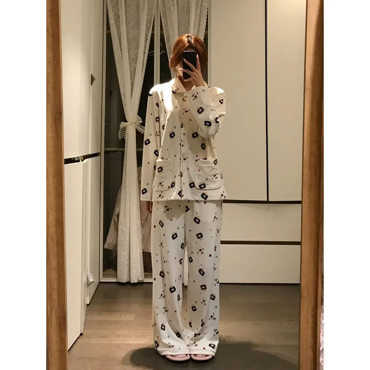 hanihani原创限定款波点小羊加绒加厚睡衣女秋冬2025新款家居服