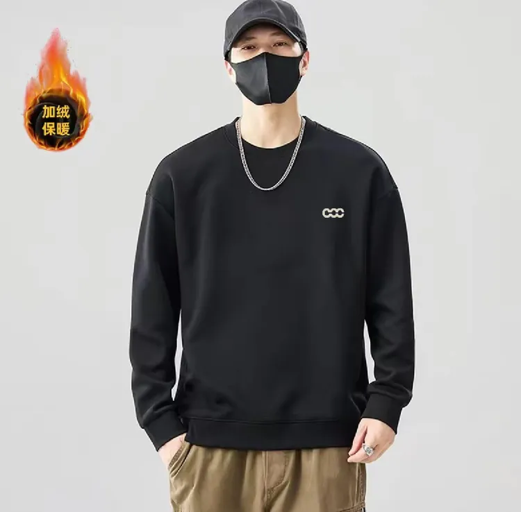 刺绣长袖宝宝绒圆领情侣卫衣休闲舒适秋冬季时尚-圆环