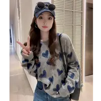 韩版慵懒风字母爱心毛衣女2025秋季时尚高级感减龄宽松长袖针织衫