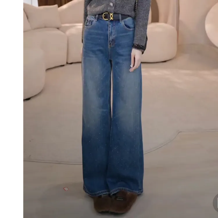 COCO BECCI【星辰牛仔】刺绣烫钻手工钉珠直筒牛仔裤CFXYD162082