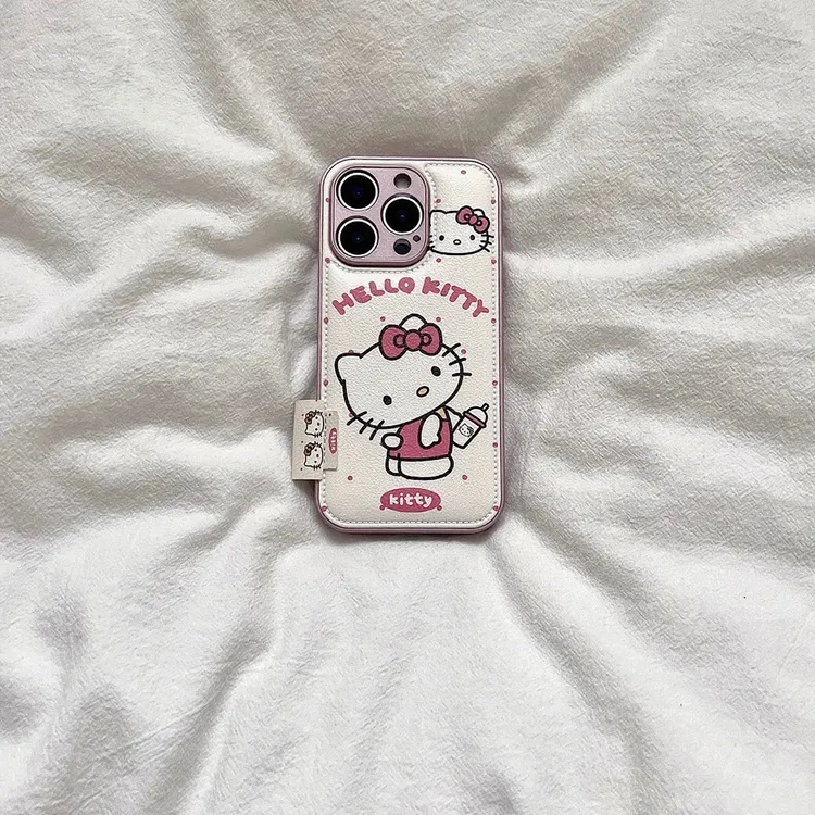 迪智米奶茶凯蒂猫适用苹果17pro金属漆气垫手机壳华为vivoppo小米