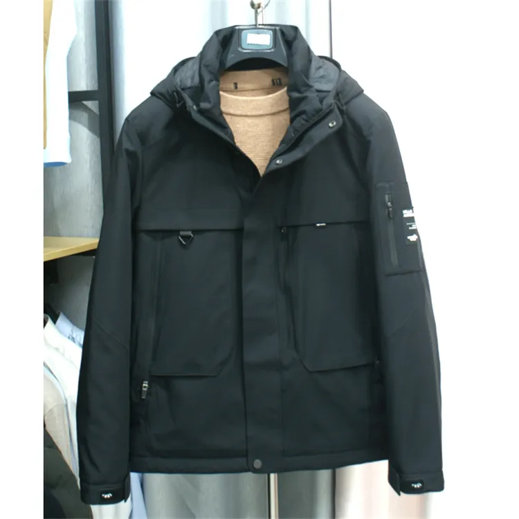 极光95绒+800蓬松度 冬季黑色男士休闲连帽保暖羽绒服工装风外套