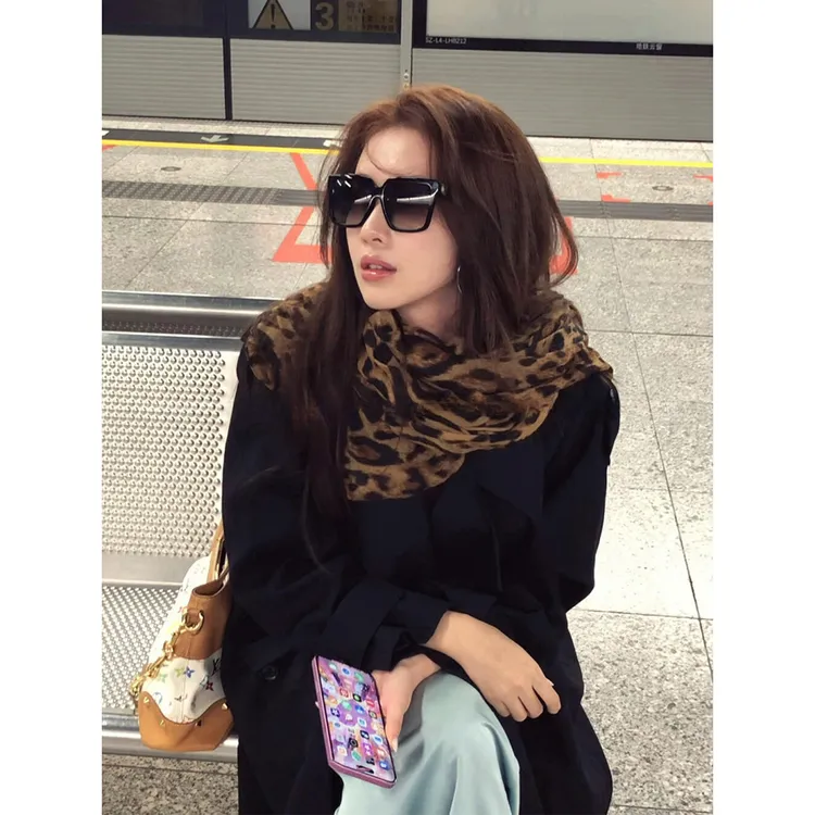 非金属布艺项链 韩系豹纹系脖丝巾项链女秋冬复古高级感围巾配饰