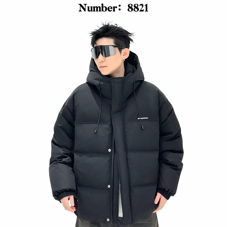 男士冬季保暖棉服连帽贴布绣常规款字母保暖短款男装秋冬百搭棉衣