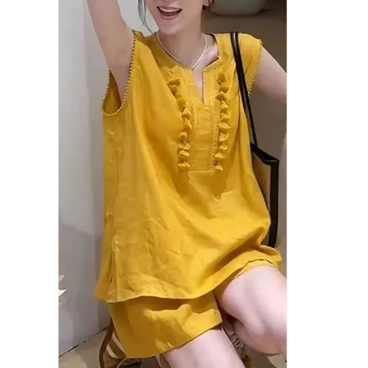 夏季显瘦女款套装气质运动时尚休闲宽松无袖外穿小众薄款设计感